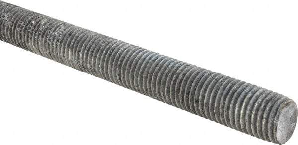 Made in USA - 7/8-9 UNC (Coarse), 2' Long, Low Carbon Steel Threaded Rod - Hot-Dipped Galvanized Finish, Right Hand Thread - Eagle Tool & Supply