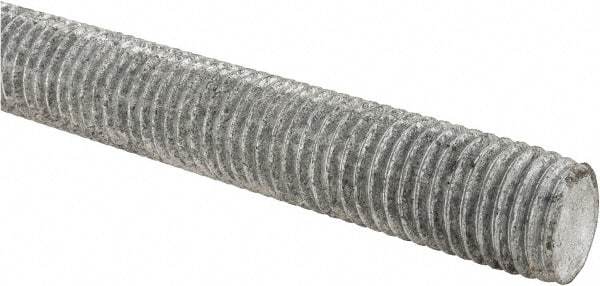 Made in USA - 7/8-9 UNC (Coarse), 6' Long, Low Carbon Steel Threaded Rod - Hot-Dipped Galvanized Finish, Right Hand Thread - Eagle Tool & Supply