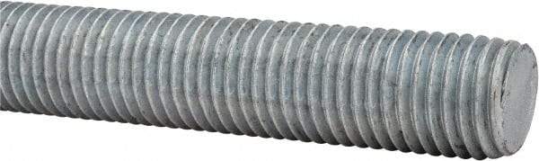 Made in USA - 1-8 UNC (Coarse), 6' Long, Low Carbon Steel Threaded Rod - Hot-Dipped Galvanized Finish, Right Hand Thread - Eagle Tool & Supply