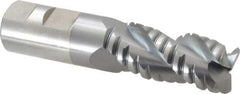 Cleveland - 1" Diam, Coarse Pitch, 2" LOC, 3 Flute Powdered Metal 0.12" Corner Radius Roughing End Mill - TiCN Finish, 4-1/2" OAL, 1" Shank Diam, Single End, Centercutting, 42° Helix - Eagle Tool & Supply