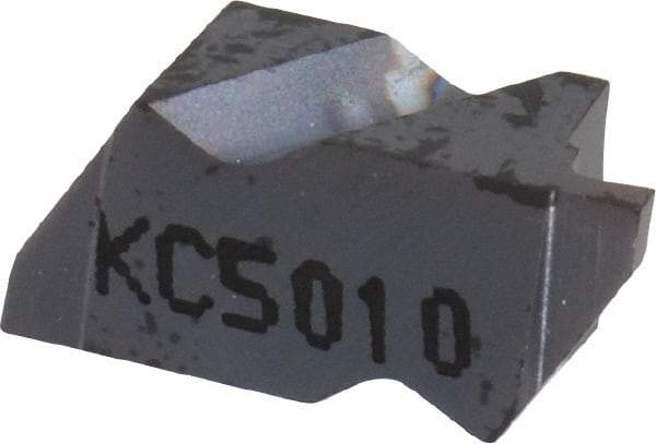 Kennametal - 2031NG Grade KC5010, 0.79mm Cutting Width Carbide Grooving Insert - 1.27mm Max Depth of Cut, Left Hand, 0.09mm Corner Radius, TiAlN Finish - Eagle Tool & Supply