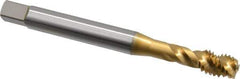 OSG - 3/8-16 UNC 3 Flute 2B Modified Bottoming Spiral Flute Tap - Vanadium High Speed Steel, TiN Finish, 100mm OAL, Right Hand Flute, Right Hand Thread - Eagle Tool & Supply