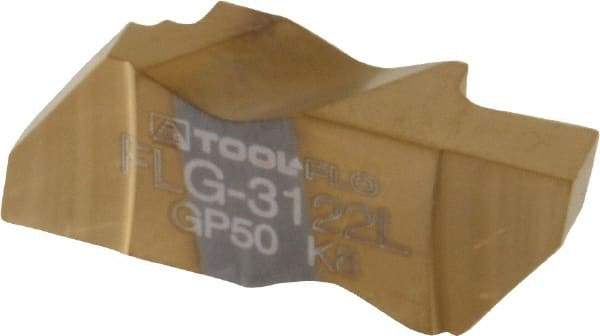 Tool-Flo - 3122FLG Grade GP50, 3.1mm Cutting Width Carbide Grooving Insert - 4.57mm Max Depth of Cut, Left Hand, 0.005 to 0.01" Corner Radius, TiN Finish - Eagle Tool & Supply