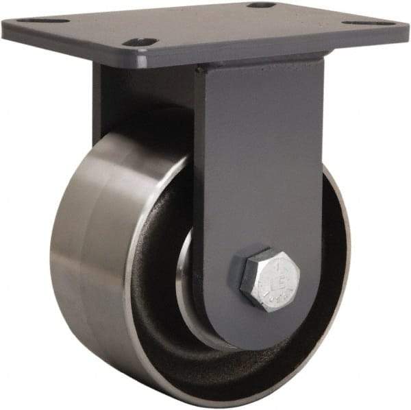 Hamilton - 6" Diam x 3" Wide x 8" OAH Top Plate Mount Rigid Caster - Forged Steel, 3,500 Lb Capacity, Tapered Roller Bearing, 5-1/4 x 7-1/4" Plate - Eagle Tool & Supply