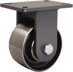 Hamilton - 6" Diam x 3" Wide x 8" OAH Top Plate Mount Rigid Caster - Forged Steel, 3,500 Lb Capacity, Tapered Roller Bearing, 5-1/4 x 7-1/4" Plate - Eagle Tool & Supply
