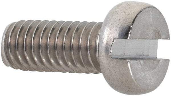 Value Collection - M4x0.70 Metric Coarse, 10mm Length Under Head Slotted Drive Machine Screw - Fillister Head, Grade 18-8 & A2 Stainless Steel, Uncoated, Without Washer - Eagle Tool & Supply