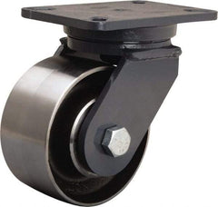 Hamilton - 6" Diam x 3" Wide x 8" OAH Top Plate Mount Swivel Caster - Forged Steel, 3,500 Lb Capacity, Precision Ball Bearing, 5-1/4 x 7-1/4" Plate - Eagle Tool & Supply