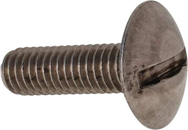 Value Collection - M6x1.00 Metric Coarse, 20mm Length Under Head Slotted Drive Machine Screw - Truss Head, Grade 18-8 & A2 Stainless Steel, Uncoated, Without Washer - Eagle Tool & Supply