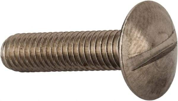 Value Collection - M6x1.00 Metric Coarse, 25mm Length Under Head Slotted Drive Machine Screw - Truss Head, Grade 18-8 & A2 Stainless Steel, Uncoated, Without Washer - Eagle Tool & Supply