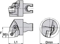 Kennametal - Right Hand Cut, Size KM3225, CN.. Insert Compatiblity, Internal Modular Turning & Profiling Cutting Unit Head - 22mm Ctr to Cutting Edge, 30mm Head Length, Through Coolant, Series Kenloc - Eagle Tool & Supply