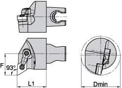 Kennametal - Left Hand Cut, Size KM3225, DN.. Insert Compatiblity, Internal Modular Turning & Profiling Cutting Unit Head - 22mm Ctr to Cutting Edge, 30mm Head Length, Through Coolant, Series Kenloc - Eagle Tool & Supply