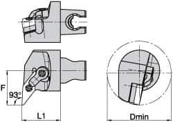 Kennametal - Left Hand Cut, Size KM3225, VN.. Insert Compatiblity, Internal Modular Turning & Profiling Cutting Unit Head - 27mm Ctr to Cutting Edge, 30mm Head Length, Through Coolant, Series Kenloc - Eagle Tool & Supply
