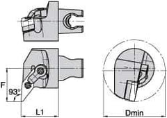 Kennametal - Left Hand Cut, Size KM3225, VN.. Insert Compatiblity, Internal Modular Turning & Profiling Cutting Unit Head - 27mm Ctr to Cutting Edge, 30mm Head Length, Through Coolant, Series Kenloc - Eagle Tool & Supply