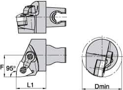 Kennametal - Left Hand Cut, Size KM3225, WN.. Insert Compatiblity, Internal Modular Turning & Profiling Cutting Unit Head - 22mm Ctr to Cutting Edge, 30mm Head Length, Through Coolant, Series Kenloc - Eagle Tool & Supply