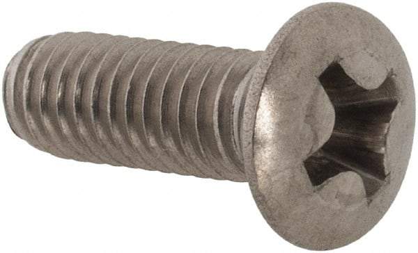 Value Collection - M4x0.70 Metric Coarse, 12mm OAL Phillips Drive Machine Screw - Oval Head, Grade 18-8 & A2 Stainless Steel, Uncoated, Without Washer - Eagle Tool & Supply