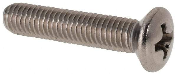 Value Collection - M5x0.80 Metric Coarse, 25mm OAL Phillips Drive Machine Screw - Oval Head, Grade 18-8 & A2 Stainless Steel, Uncoated, Without Washer - Eagle Tool & Supply