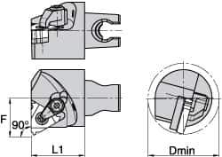 Kennametal - Insert Style LT 16NR, 30mm Head Length, Right Hand Cut, Modular Threading Cutting Unit Head - System Size KM3225, 22mm Center to Cutting Edge, Series LT Threading - Eagle Tool & Supply