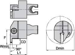 Kennametal - A4..03.. Insert, 30mm Head Length, 3mm Min Groove Width, Modular Grooving Cutting Unit Head - Left Hand Cut, System Size KM3225, Series A4 - Eagle Tool & Supply