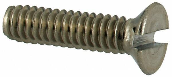 Value Collection - M2x0.40 Metric Coarse, 8mm OAL Slotted Drive Machine Screw - Flat Head, Grade 316 & A4 Stainless Steel, Uncoated, Without Washer - Eagle Tool & Supply