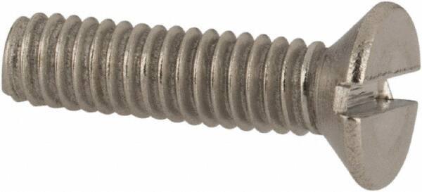 Value Collection - M2.5x0.45 Metric Coarse, 10mm OAL Slotted Drive Machine Screw - Flat Head, Grade 316 & A4 Stainless Steel, Uncoated, Without Washer - Eagle Tool & Supply