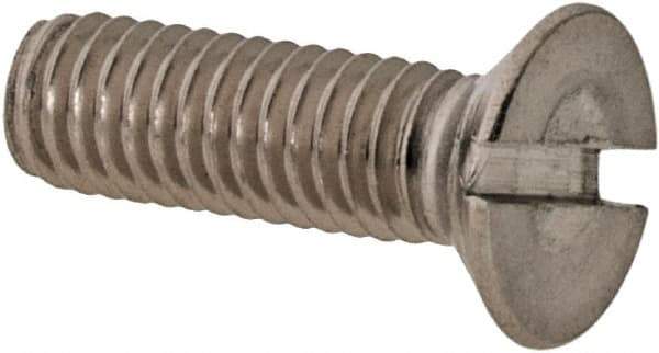 Value Collection - M3x0.50 Metric Coarse, 10mm OAL Slotted Drive Machine Screw - Flat Head, Grade 316 & A4 Stainless Steel, Uncoated, Without Washer - Eagle Tool & Supply