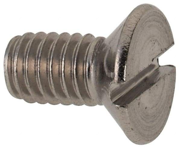 Value Collection - M4x0.70 Metric Coarse, 8mm OAL Slotted Drive Machine Screw - Flat Head, Grade 316 & A4 Stainless Steel, Uncoated, Without Washer - Eagle Tool & Supply