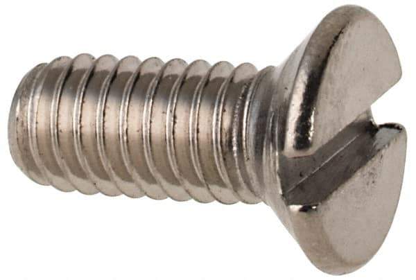 Value Collection - M4x0.70 Metric Coarse, 10mm OAL Slotted Drive Machine Screw - Flat Head, Grade 316 & A4 Stainless Steel, Uncoated, Without Washer - Eagle Tool & Supply