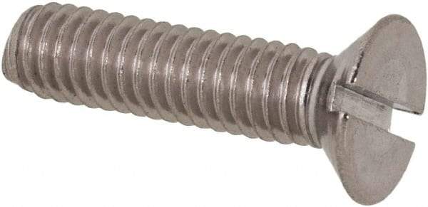 Value Collection - M4x0.70 Metric Coarse, 16mm OAL Slotted Drive Machine Screw - Flat Head, Grade 316 & A4 Stainless Steel, Uncoated, Without Washer - Eagle Tool & Supply