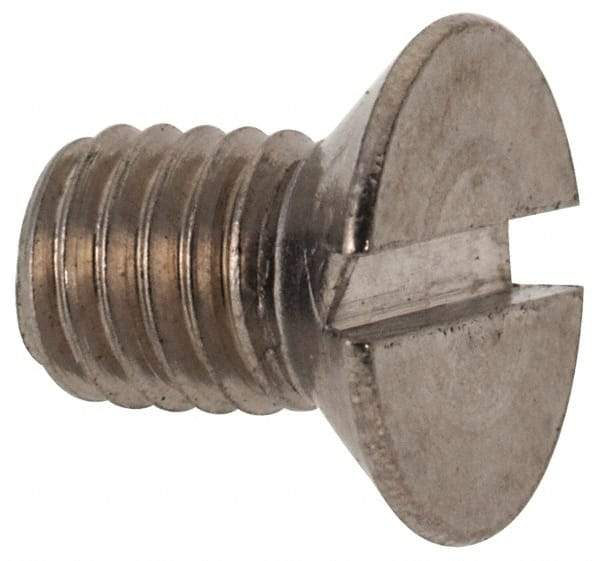 Value Collection - M5x0.80 Metric Coarse, 8mm OAL Slotted Drive Machine Screw - Flat Head, Grade 316 & A4 Stainless Steel, Uncoated, Without Washer - Eagle Tool & Supply