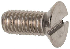 Value Collection - M5x0.80 Metric Coarse, 12mm OAL Slotted Drive Machine Screw - Flat Head, Grade 316 & A4 Stainless Steel, Uncoated, Without Washer - Eagle Tool & Supply