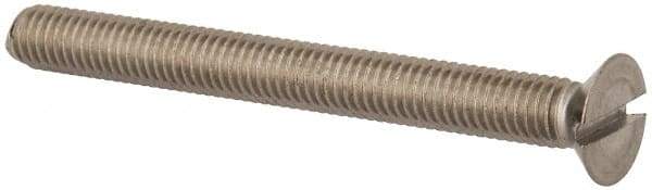 Value Collection - M5x0.80 Metric Coarse, 50mm OAL Slotted Drive Machine Screw - Flat Head, Grade 316 & A4 Stainless Steel, Uncoated, Without Washer - Eagle Tool & Supply