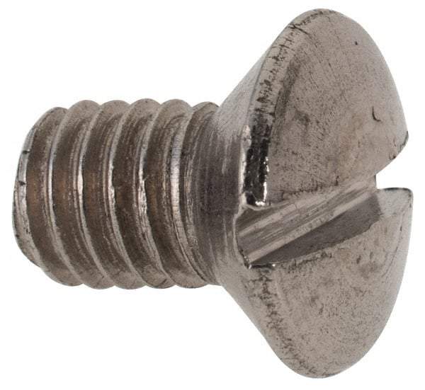 Value Collection - M6x1.00 Metric Coarse, 8mm OAL Slotted Drive Machine Screw - Flat Head, Grade 316 & A4 Stainless Steel, Uncoated, Without Washer - Eagle Tool & Supply