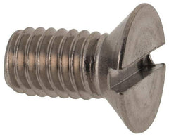 Value Collection - M6x1.00 Metric Coarse, 12mm OAL Slotted Drive Machine Screw - Flat Head, Grade 316 & A4 Stainless Steel, Uncoated, Without Washer - Eagle Tool & Supply