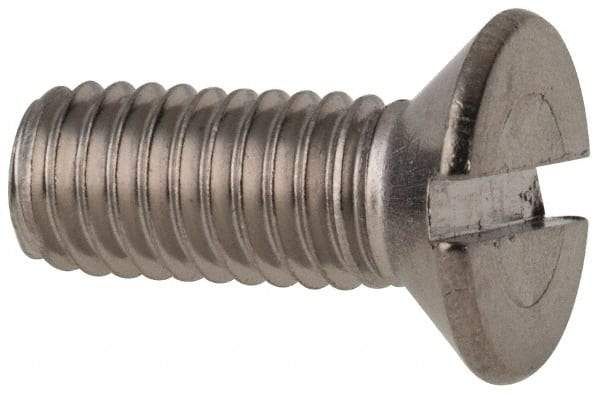 Value Collection - M6x1.00 Metric Coarse, 16mm OAL Slotted Drive Machine Screw - Flat Head, Grade 316 & A4 Stainless Steel, Uncoated, Without Washer - Eagle Tool & Supply