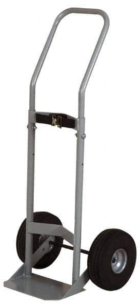 Made in USA - 47" OAH Cylinder Hand Truck - Swept Back Handle, Steel, Full Pneumatic Wheels - Eagle Tool & Supply