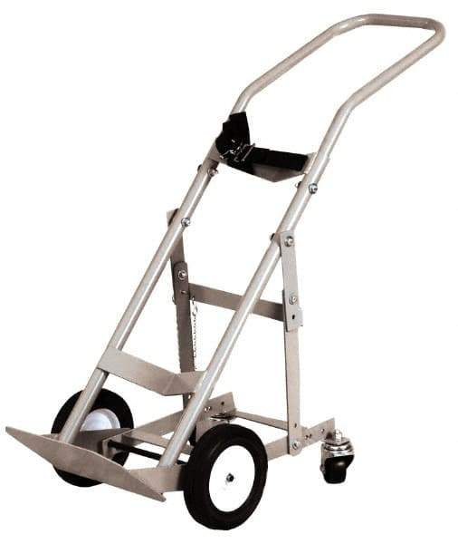 Made in USA - 47" OAH Cylinder Hand Truck - Swept Back Handle, Steel, Semi-Pneumatic Wheels - Eagle Tool & Supply