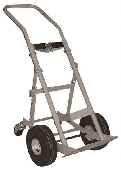 Made in USA - 47" OAH Cylinder Hand Truck - Swept Back Handle, Steel, Full Pneumatic Wheels - Eagle Tool & Supply