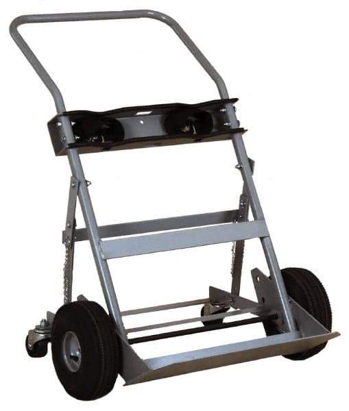 Made in USA - 47" OAH Cylinder Hand Truck - Swept Back Handle, Steel, Full Pneumatic Wheels - Eagle Tool & Supply
