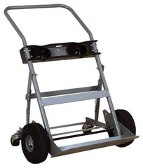 Made in USA - 47" OAH Cylinder Hand Truck - Swept Back Handle, Steel, Full Pneumatic Wheels - Eagle Tool & Supply