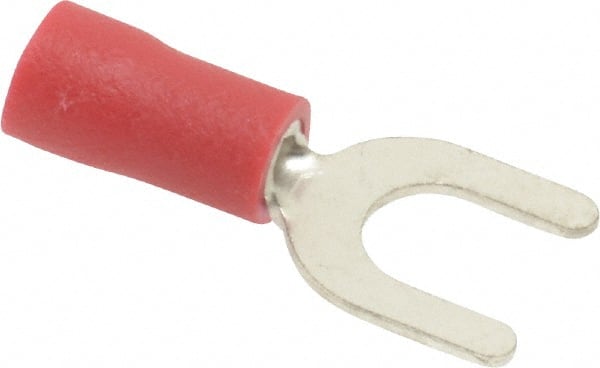 Ideal - #10 Stud, 22 to 18 AWG Compatible, Partially Insulated, Crimp Connection, Standard Fork Terminal - Eagle Tool & Supply