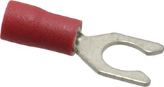 Ideal - #10 Stud, 22 to 18 AWG Compatible, Partially Insulated, Crimp Connection, Locking Fork Terminal - Eagle Tool & Supply