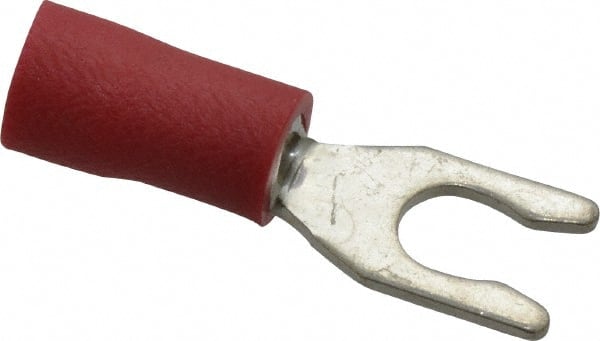 Ideal - #6 Stud, 22 to 18 AWG Compatible, Partially Insulated, Crimp Connection, Locking Fork Terminal - Eagle Tool & Supply