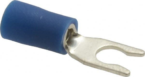 Ideal - #6 Stud, 16 to 14 AWG Compatible, Partially Insulated, Crimp Connection, Locking Fork Terminal - Eagle Tool & Supply