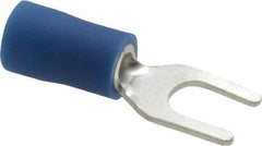 Ideal - #8 Stud, 16 to 14 AWG Compatible, Partially Insulated, Crimp Connection, Standard Fork Terminal - Eagle Tool & Supply