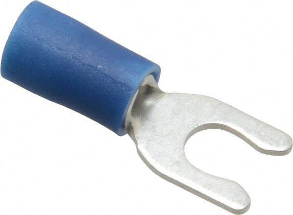 Ideal - #8 Stud, 16 to 14 AWG Compatible, Partially Insulated, Crimp Connection, Locking Fork Terminal - Eagle Tool & Supply