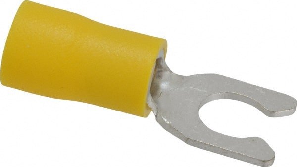 Ideal - #10 Stud, 12 to 10 AWG Compatible, Partially Insulated, Crimp Connection, Locking Fork Terminal - Eagle Tool & Supply