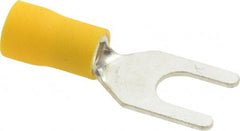 Ideal - 1/4" Stud, 12 to 10 AWG Compatible, Partially Insulated, Crimp Connection, Standard Fork Terminal - Eagle Tool & Supply