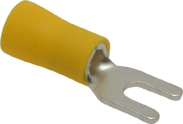 Ideal - #6 Stud, 12 to 10 AWG Compatible, Partially Insulated, Crimp Connection, Standard Fork Terminal - Eagle Tool & Supply