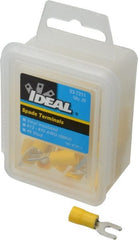 Ideal - #8 Stud, 12 to 10 AWG Compatible, Partially Insulated, Crimp Connection, Standard Fork Terminal - Eagle Tool & Supply