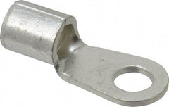 Ideal - 6 AWG Noninsulated Crimp Connection Circular Ring Terminal - 1/4" Stud, 1.173" OAL x 0.472" Wide, Tin Plated Brass Contact - Eagle Tool & Supply